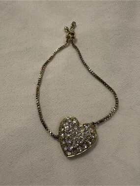 Gold Heart Crystal Slider Bracelet - Women Jewelry